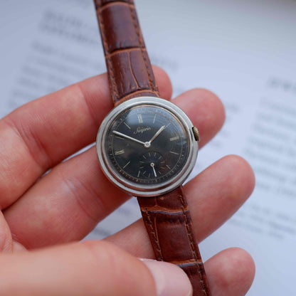 Vintage Siegerin Disco Volante Small Seconds Mechanical 30s Black Factory Roman Dial
