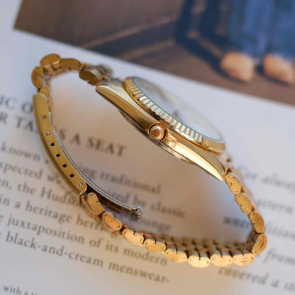 Vintage Citizen Day Date 80s Gold Roman Dial Jubilee Bracelet Quartz