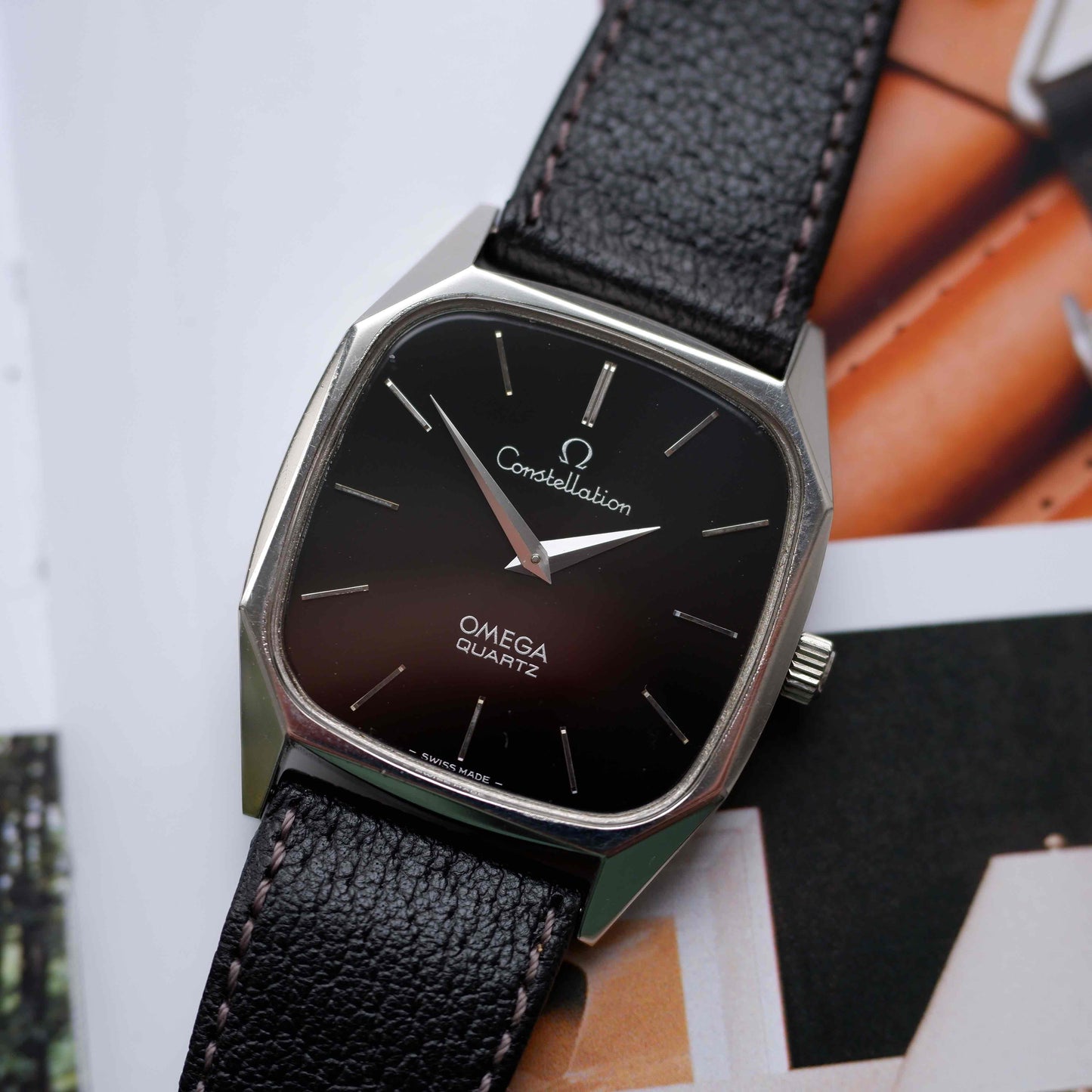 Vintage Omega Constellation Black Stella Dial 80s Quartz – MINT