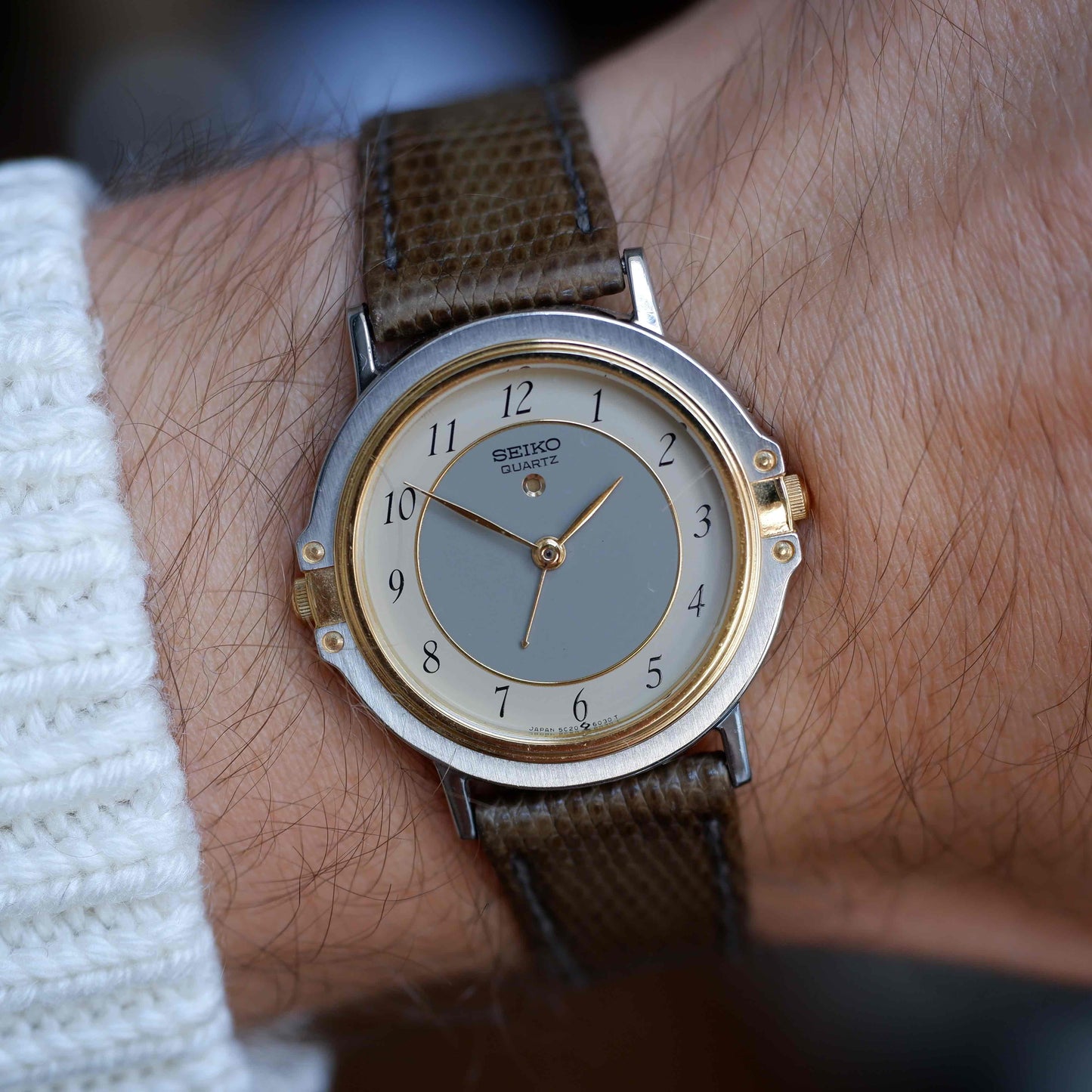 Vintage Seiko Alarm Dress Watch 80s Two-Tone Arabic Numerals Quartz