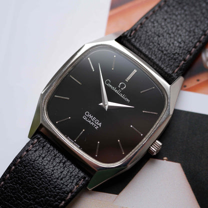 Vintage Omega Constellation Black Stella Dial 80s Quartz – MINT