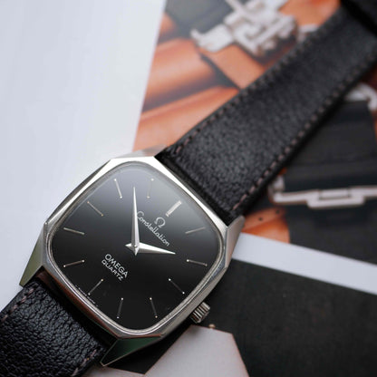 Vintage Omega Constellation Black Stella Dial 80s Quartz – MINT