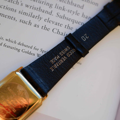 Vintage Raymond Weil Tank Dress Watch Golden Black Dial NOS