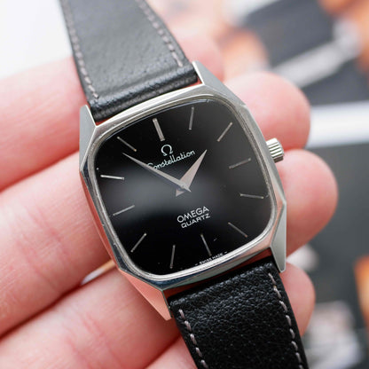 Vintage Omega Constellation Black Stella Dial 80s Quartz – MINT
