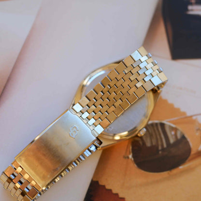 Vintage Citizen Gold Day-Date Quartz 80s Slim Case Spanish Dial