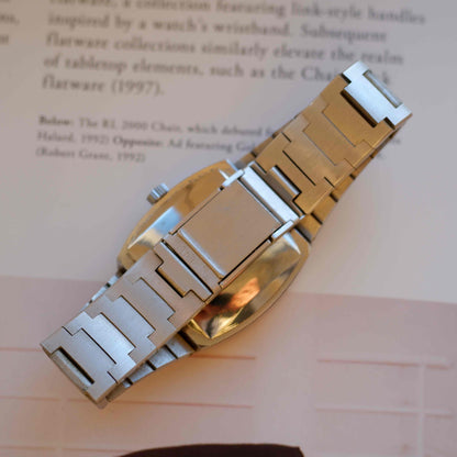 Vintage Hasler Blue Dial Watch 70s TV Case Automatic Swiss Made Mint