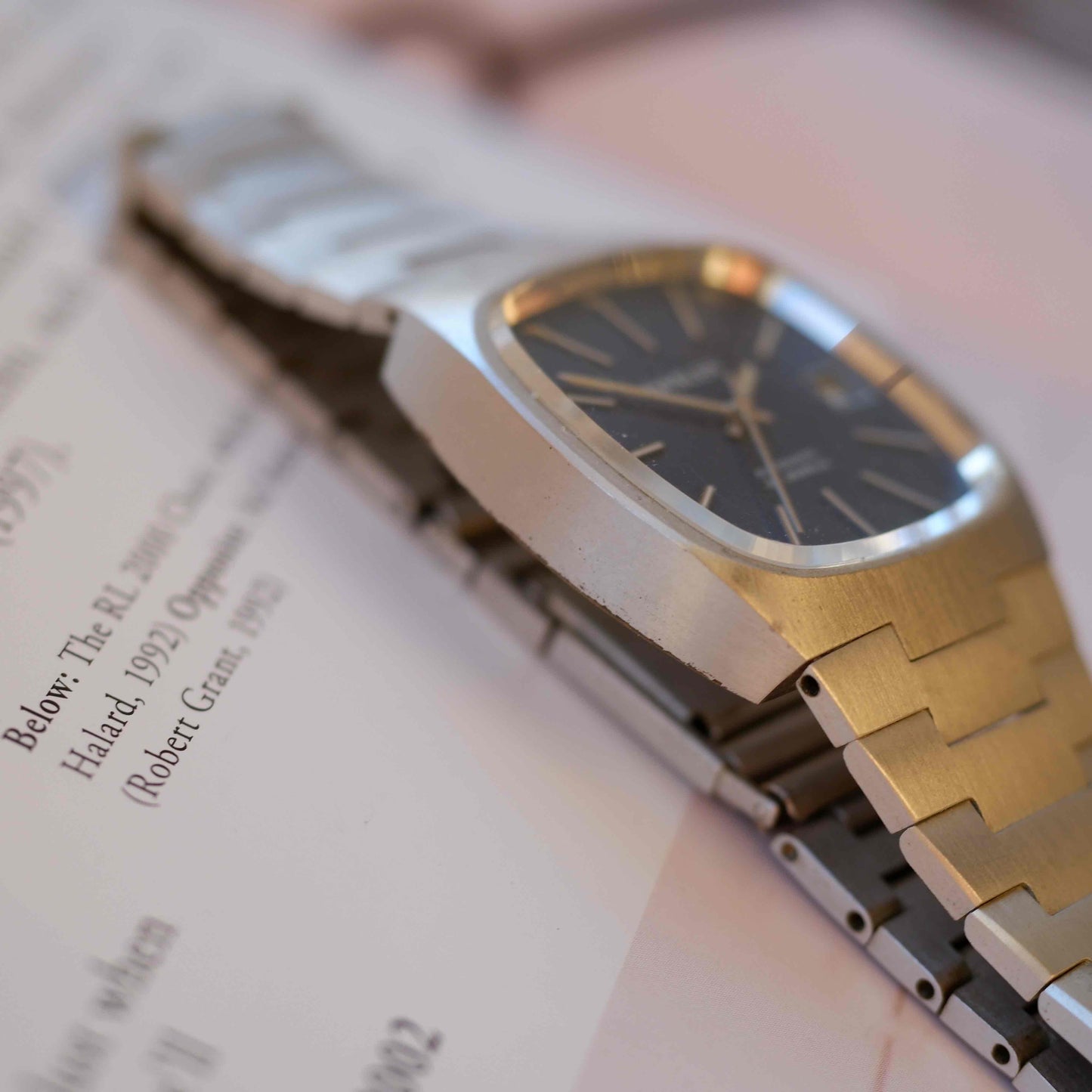 Vintage Hasler Blue Dial Watch 70s TV Case Automatic Swiss Made Mint