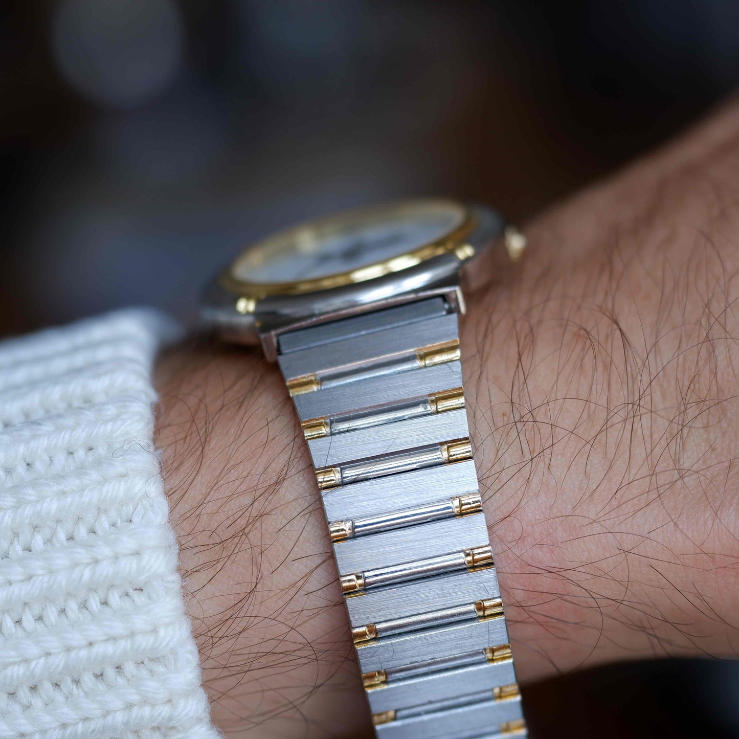 Vintage Elin Sun & Moon Two-Tone White Roman Dial 80s Golden - MINT