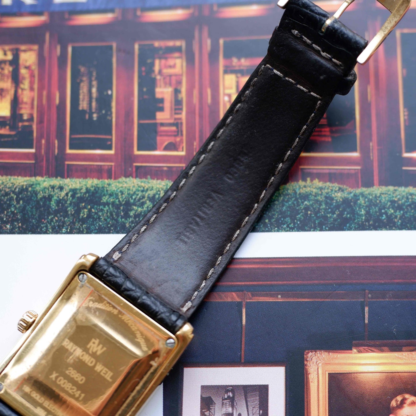 Vintage Raymond Weil Tank Dress Watch Mechanical Golden Blue Dial