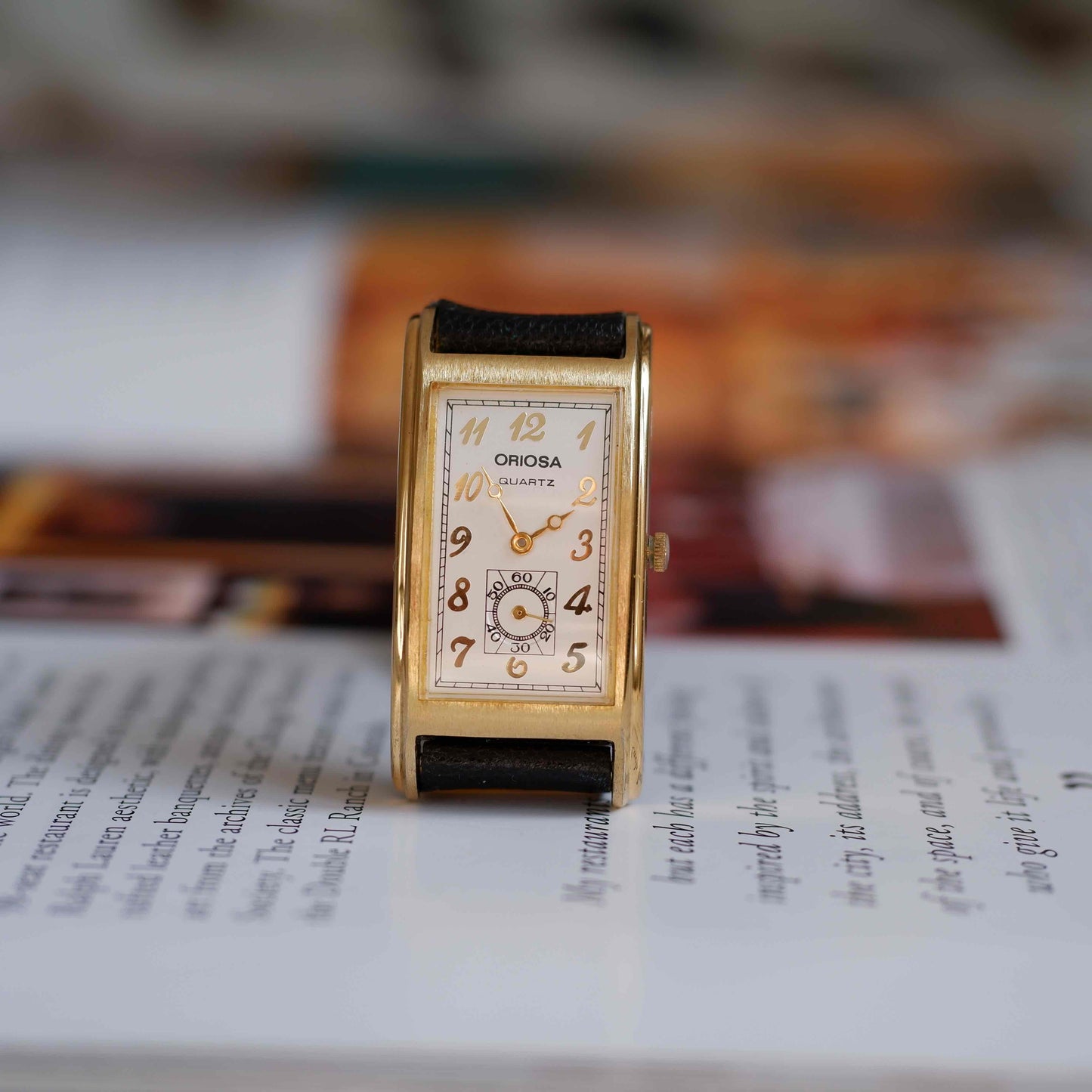 Vintage Oriosa Tank Style 90s Art Deco Arabic Dial Small Seconds