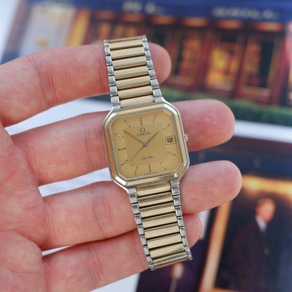 Vintage Omega De Ville Two-Tone Light Gold Dial Quartz 80s