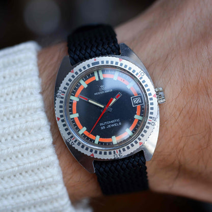 Vintage Meister Anker Diver Black Dial Date 25 Jewels Automatic 70s
