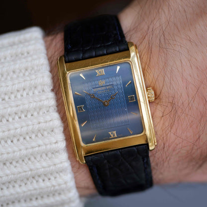 Vintage Raymond Weil Tank Dress Watch Mechanical Golden Blue Dial