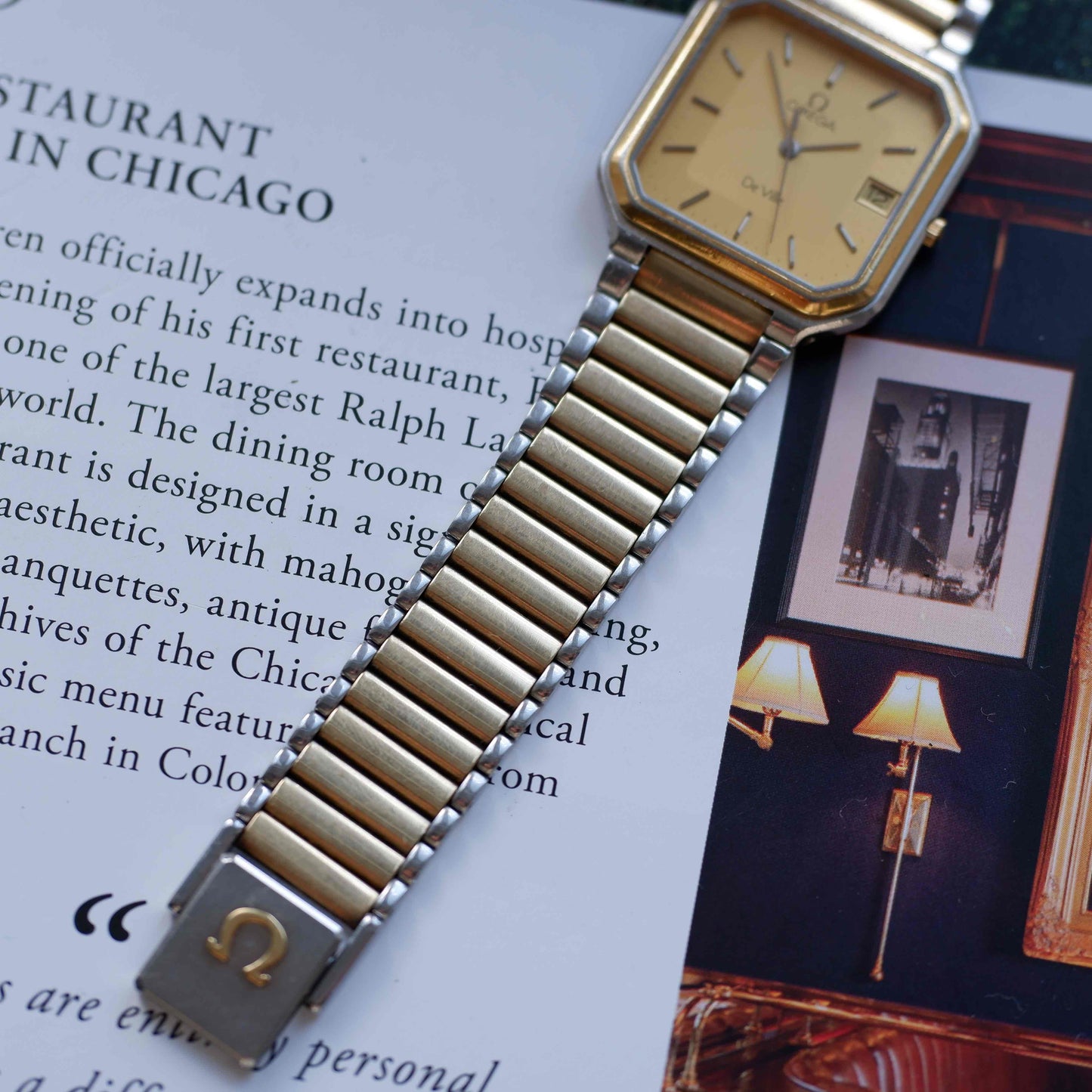 Vintage Omega De Ville Two-Tone Light Gold Dial Quartz 80s