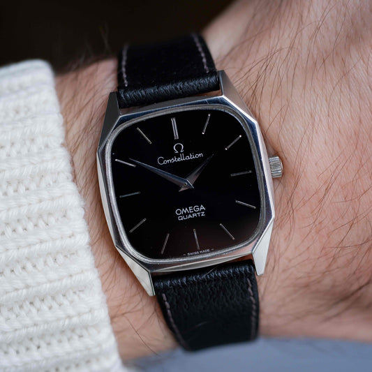 Vintage Omega Constellation Black Stella Dial 80s Quartz – MINT