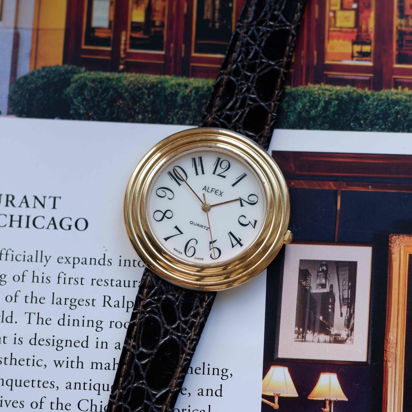 Vintage Alfex Disco Volante 90s Gold White Classic Arabic Dial