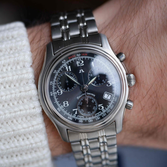 Vintage Maurice Lacroix Chronograph Black Dial Quartz 90s - NOS