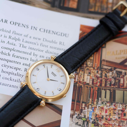Vintage Seiko Dress Watch 80s Gold White Roman Dial Quartz