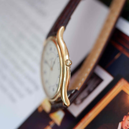 Vintage Eterna Dress Watch 90s Gold Ivory Dial and Date Window