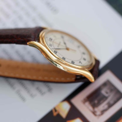 Vintage Eterna Dress Watch 90s Gold Ivory Dial and Date Window