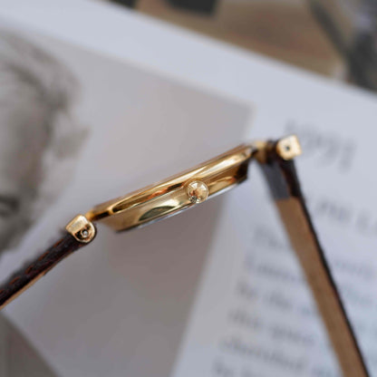 Vintage Seiko Dress Watch 80s Gold Champagne Roman Dial Mint