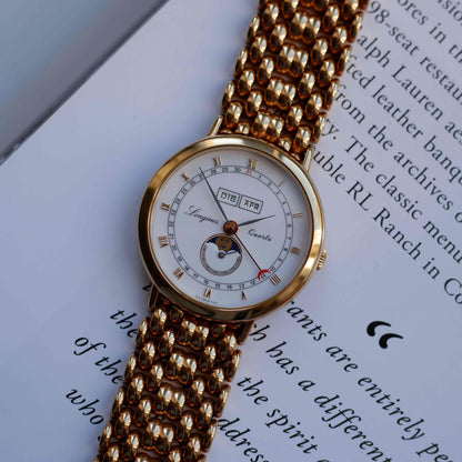 Vintage Longines Moonphase Ref. 5221 Triple Calendar 90s Golden - NOS