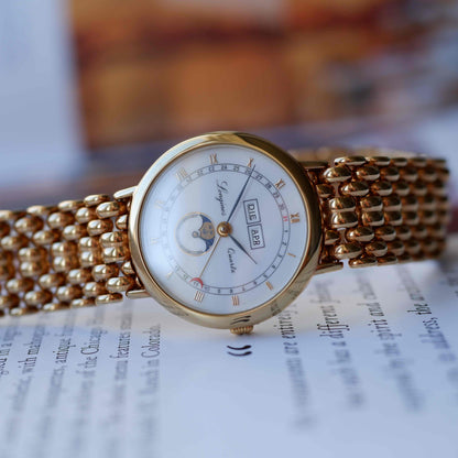 Vintage Longines Moonphase Ref. 5221 Triple Calendar 90s Golden - NOS
