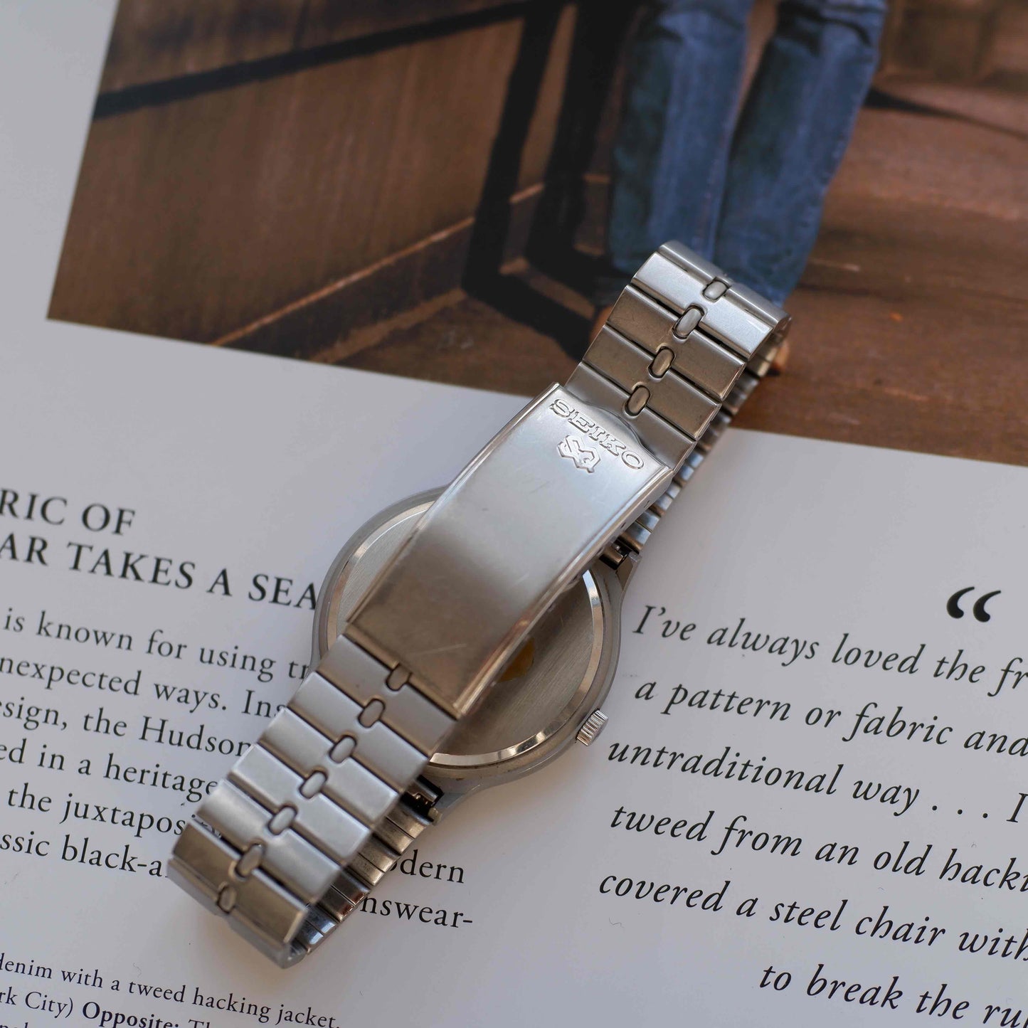 Vintage Seiko SQ Day-Date Gray Dial Integrated Bracelet 80s