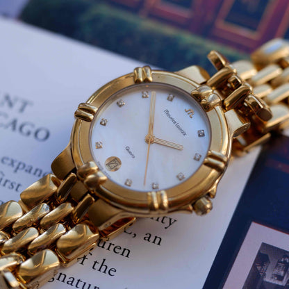 Vintage Maurice Lacroix Mother of Pearl Dial 80s Gold with Diamonds