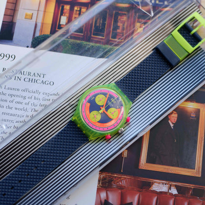 Vintage Swatch Grand Prix SCJ101 90s Chronograph with Box - NOS