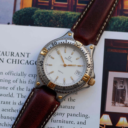 Vintage Zenith Defy Golden White Dial Two-Tone Quartz from the 90s - NOS