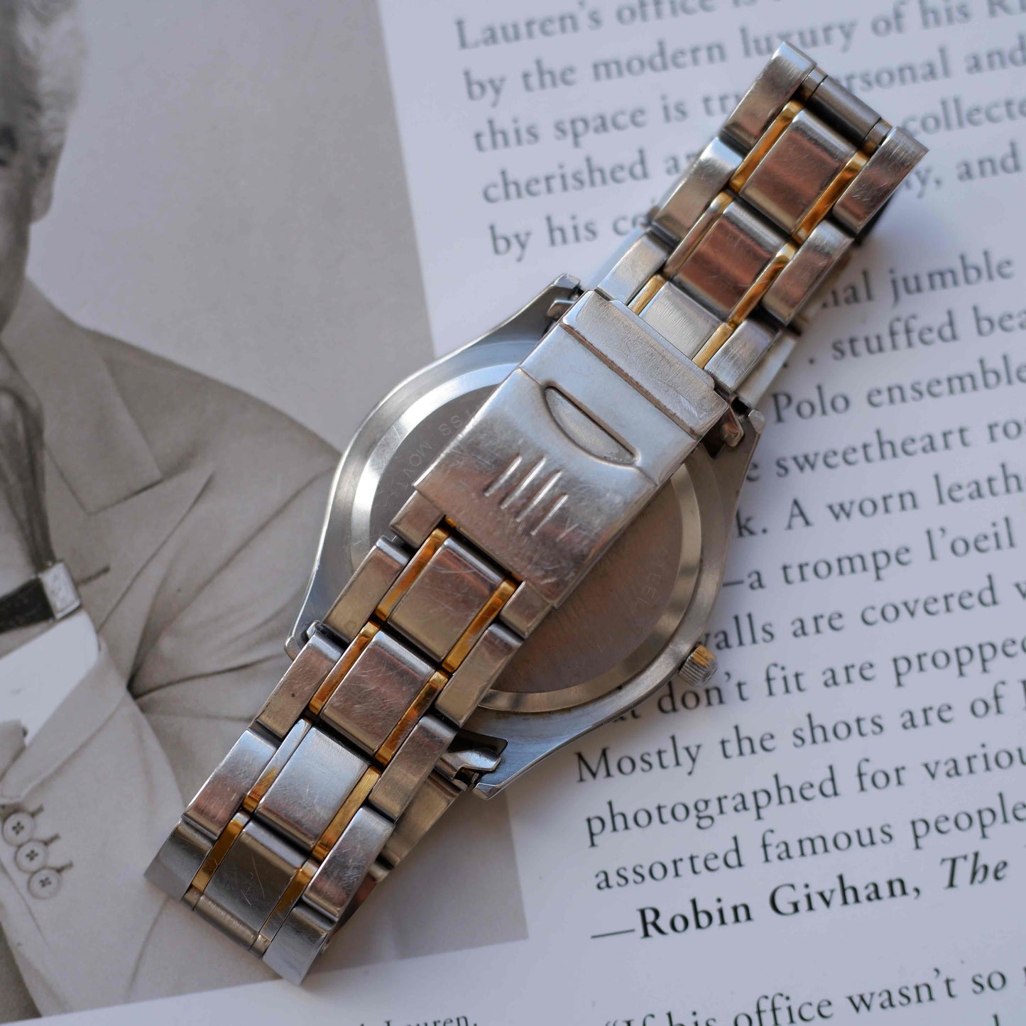 Vintage Michel Herbelin Two-Tone 90s White Structured Dial Quartz