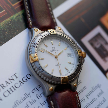 Vintage Zenith Defy Golden White Dial Two-Tone Quartz from the 90s - NOS