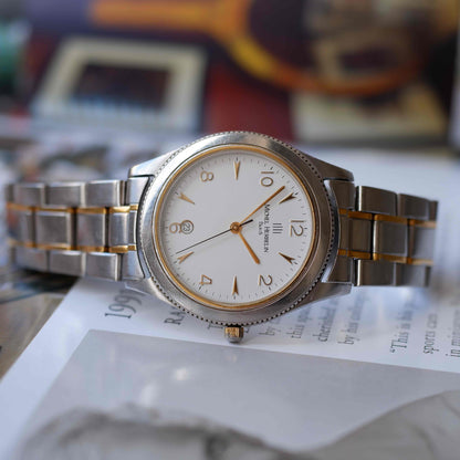 Vintage Michel Herbelin Two-Tone 90s White Structured Dial Quartz