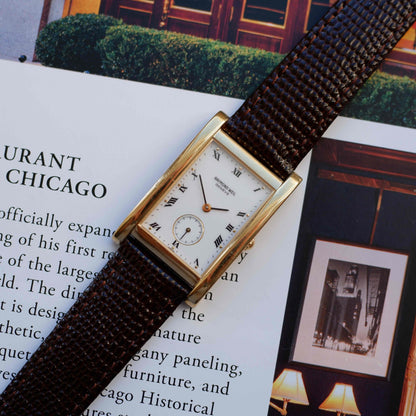 Vintage Raymond Weil Tank Dress Watch Golden White Roman Dial