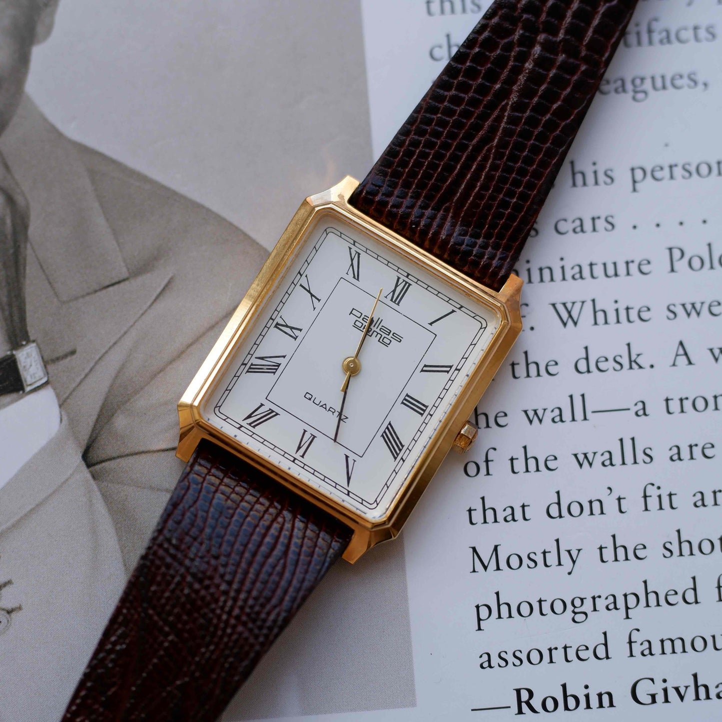 Vintage Pallas Ormo Tank Style 80s White Roman Dial - NOS