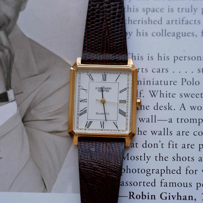 Vintage Pallas Ormo Tank Style 80s White Roman Dial - NOS