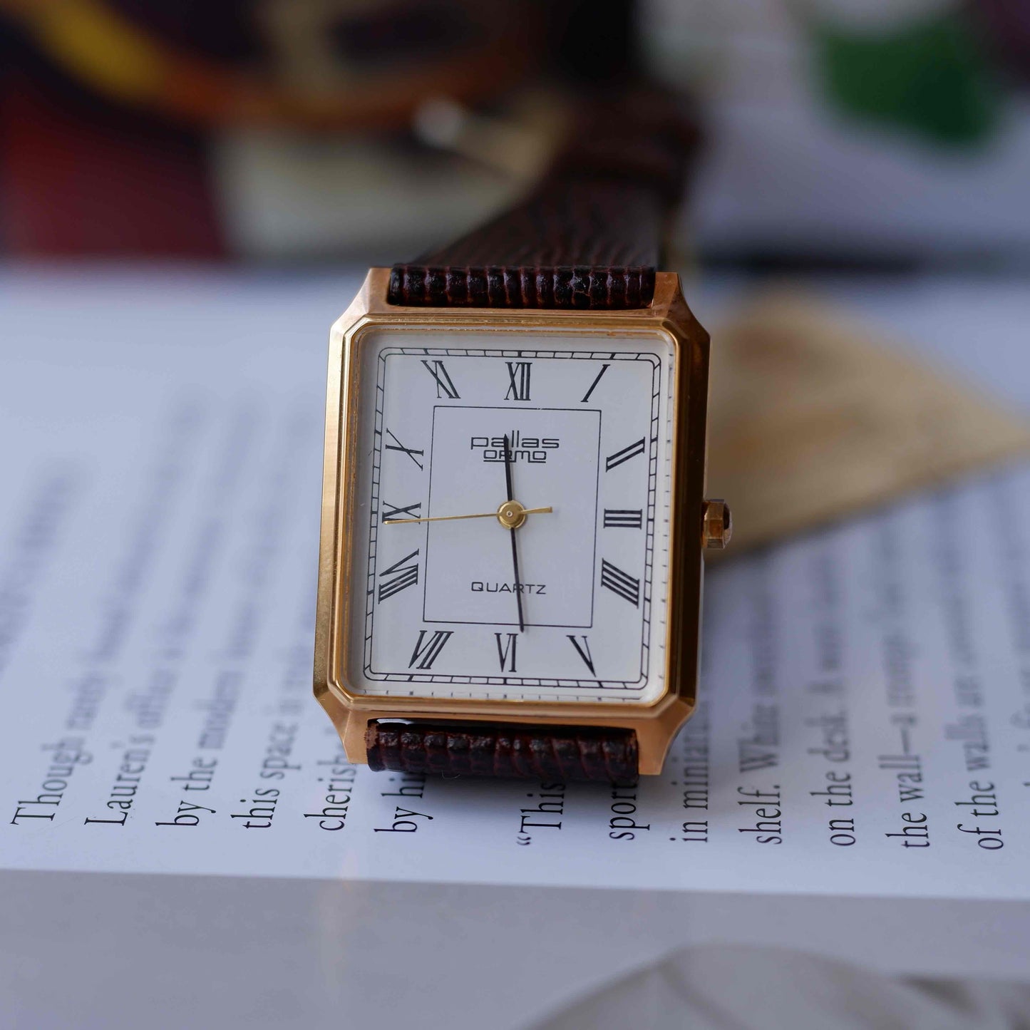Vintage Pallas Ormo Tank Style 80s White Roman Dial - NOS