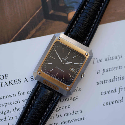 Vintage Omega Seamaster Mariner II 14k Gold Bezel Black Dial 70s Quartz – MINT