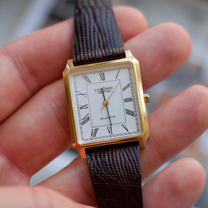 Vintage Pallas Ormo Tank Style 80s White Roman Dial - NOS