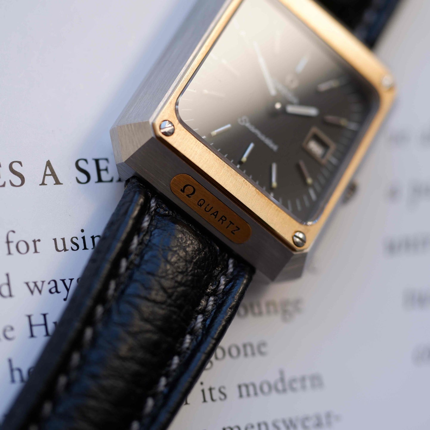 Vintage Omega Seamaster Mariner II 14k Gold Bezel Black Dial 70s Quartz – MINT