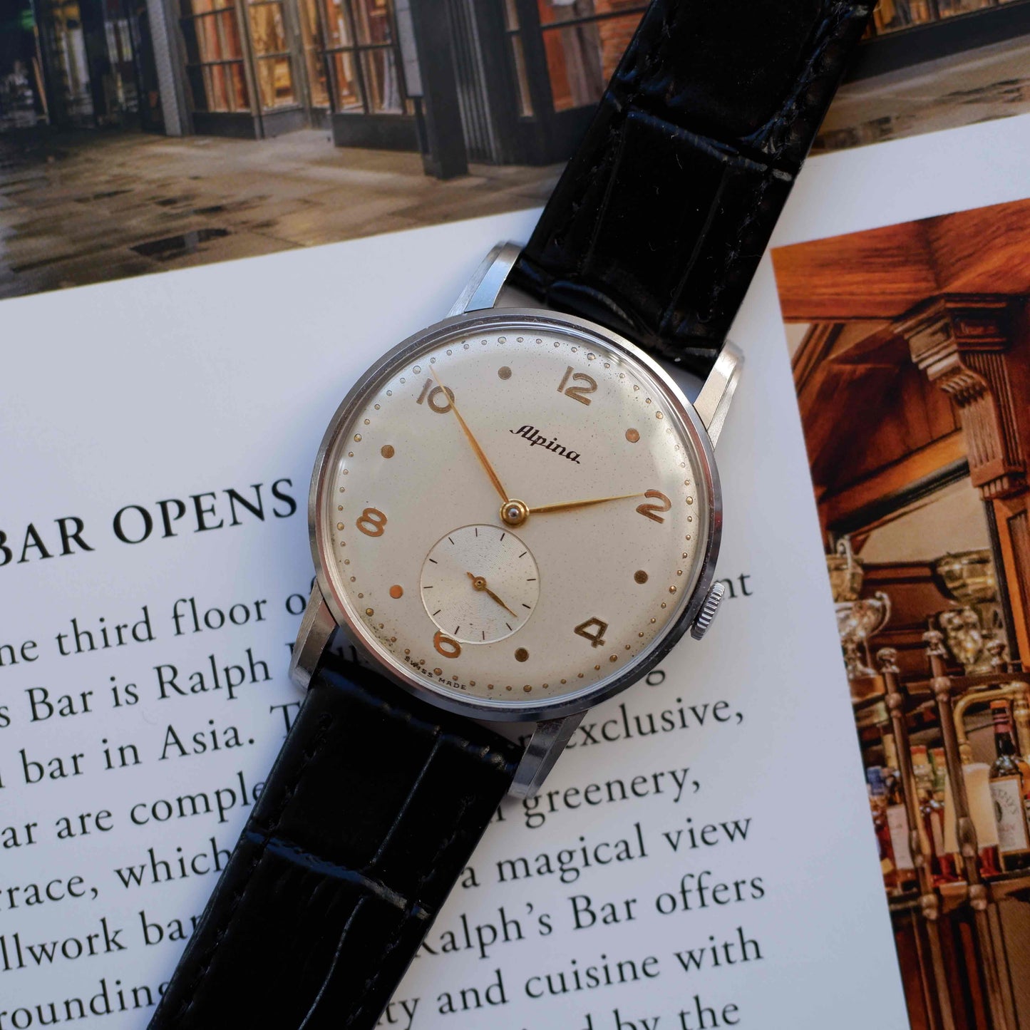 Vintage Alpina Watch 40s Mechanical Small Second White Dial
