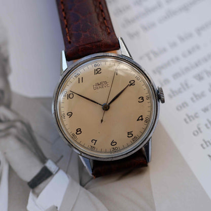 Uweco Geneve Watch By Universal Geneve 40s Mechanical Ivory Dial