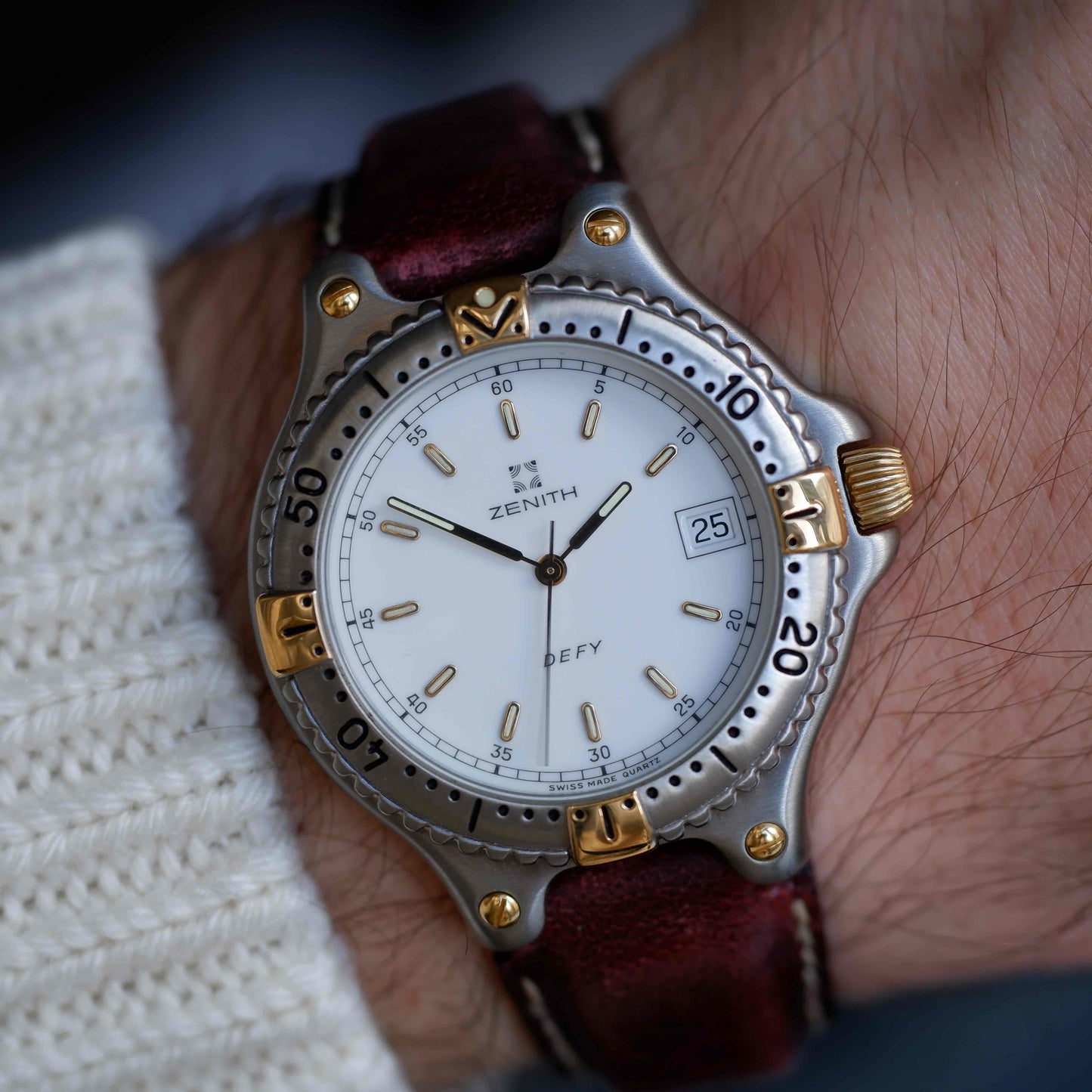 Vintage Zenith Defy Golden White Dial Two-Tone Quartz from the 90s - NOS
