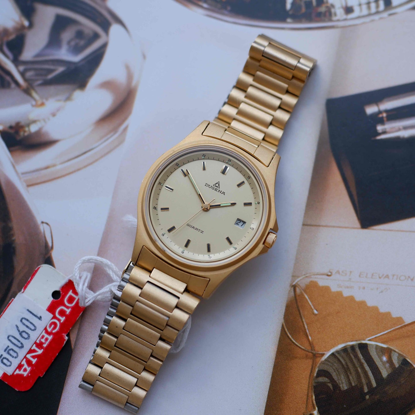 Vintage Dugena Golden 80s Champagne Dial with Date - NOS