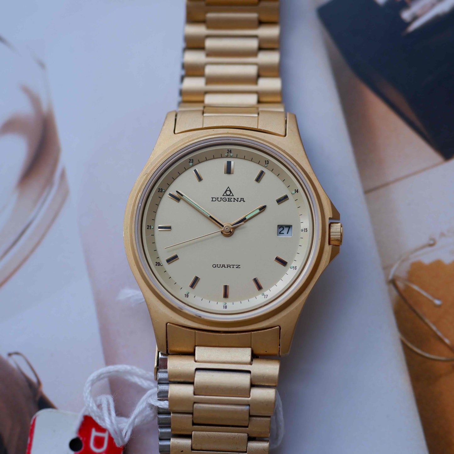 Vintage Dugena Golden 80s Champagne Dial with Date - NOS