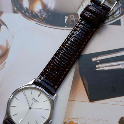Vintage Seiko Dress Watch 90s Silver White Dial Quartz