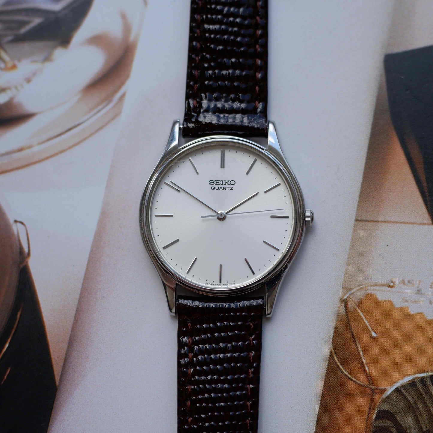 Vintage Seiko Dress Watch 90s Silver White Dial Quartz