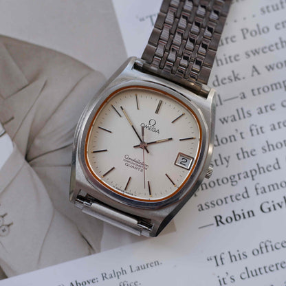 Vintage Omega Constellation Cal.1333 Chronometer White Dial Quartz 80s MINT