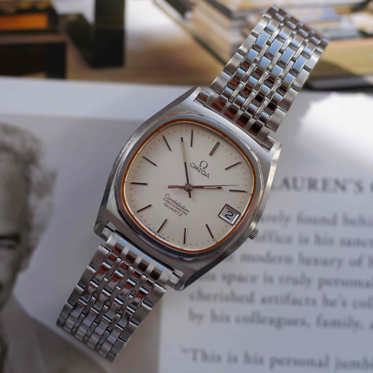 Vintage Omega Constellation Cal.1333 Chronometer White Dial Quartz 80s MINT
